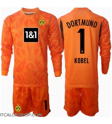 Borussia Dortmund Gregor Kobel #1 Portiere Terza Maglia Bambino 2024-25 Manica Lunga (+ Pantaloni corti)